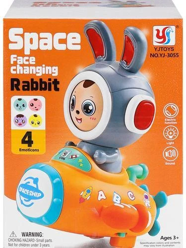 لعبة أرنب مضيء مع مركبة فضائية تمشي